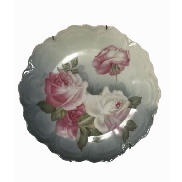 VNT ROSE SCALLOPED EDGE Bavarian Plate Germany Z. S. & Ca Zeh Scherzer Roses - Picture 4 of 9